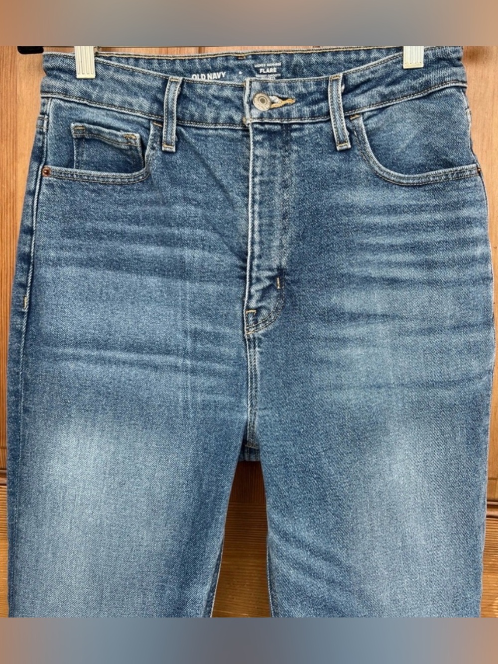 Old Navy Higher High Rise Flare Raw Hem Clover Jeans Sz 8 - Picture 3 of 9